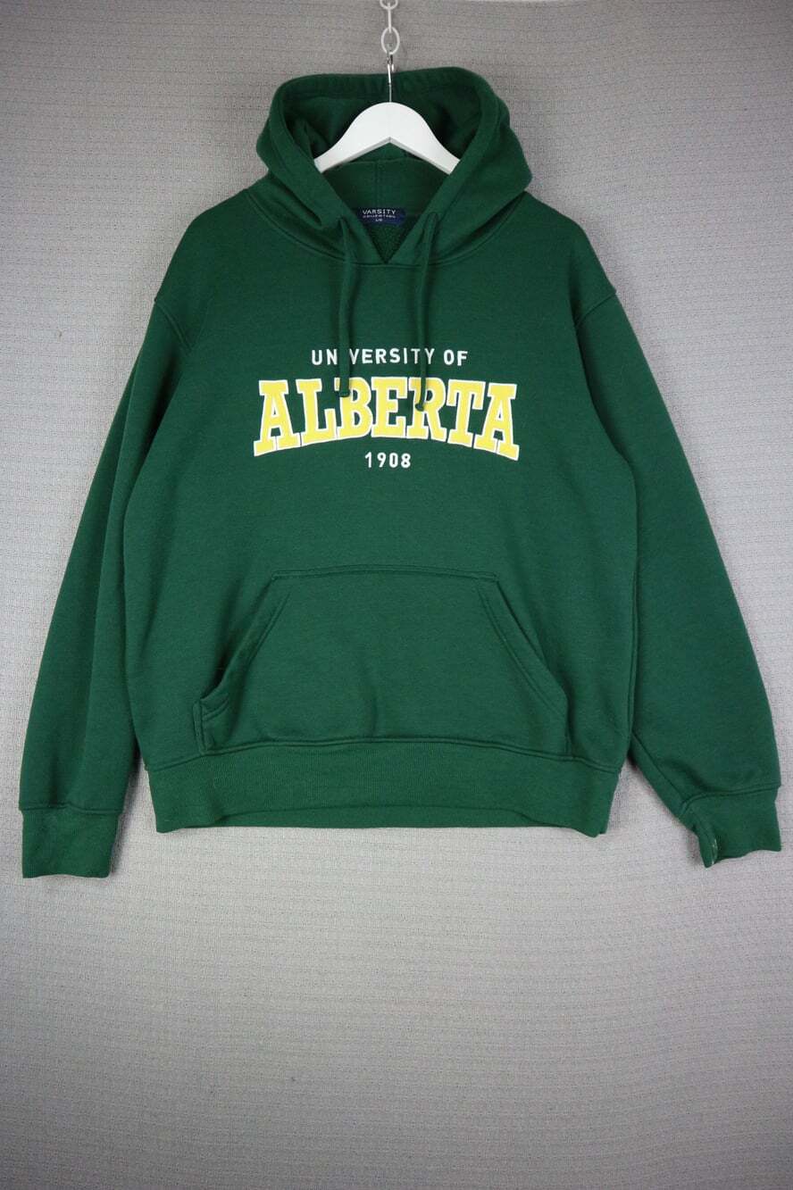 Varsity Collection University Of Alberta Green Hooded Sweatshirt Size L Pullover